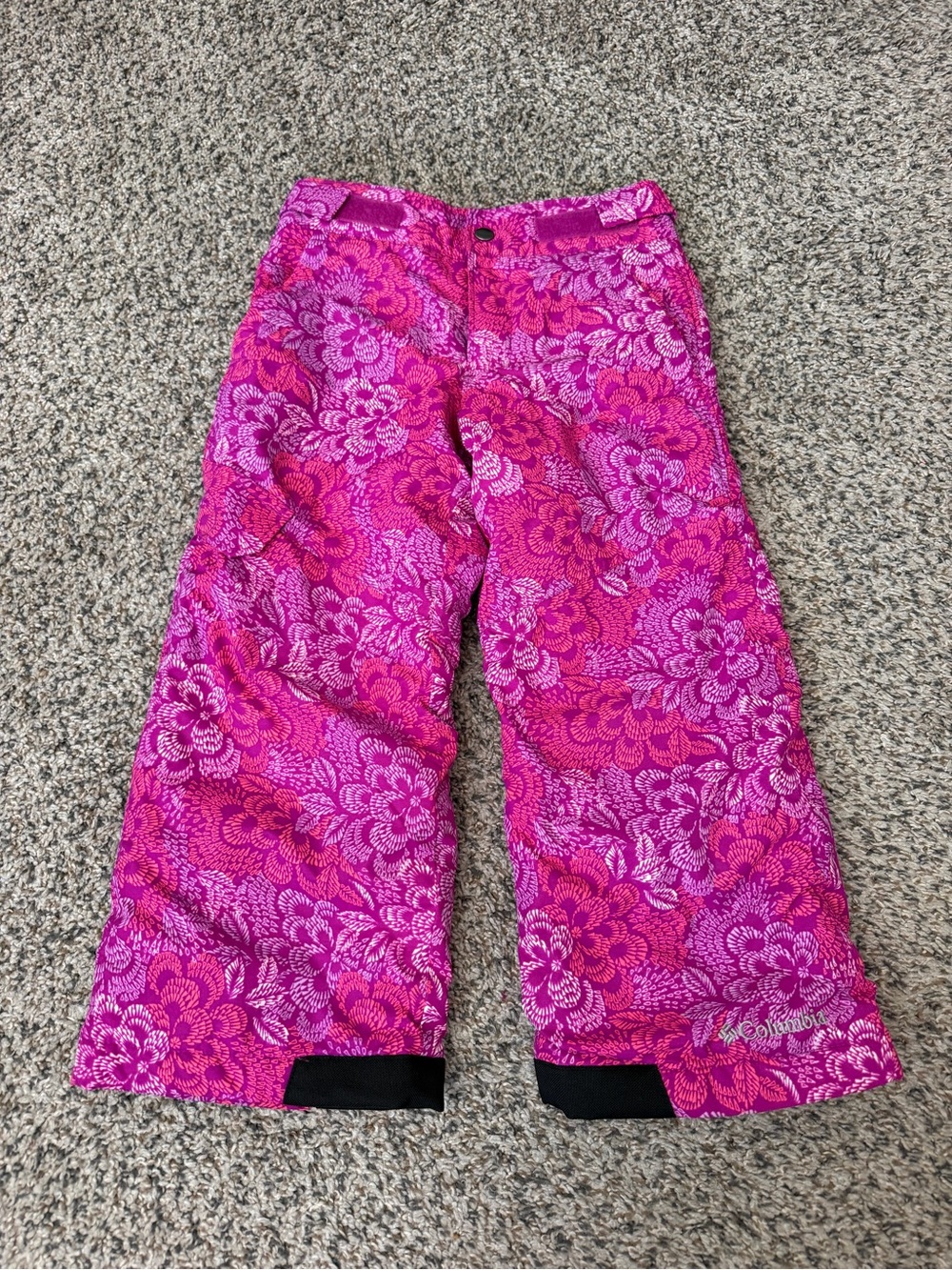 Columbia Girls XXS Purple/Pink Floral OUTGROWN Snow Pants Adjustable